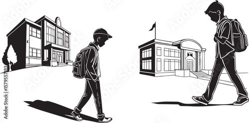 "Back to School Kids Silhouette Vector Set"

