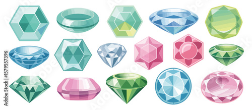 Variety of Colorful Gemstones and Diamonds