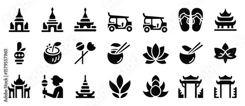 Thai Culture Icons Set