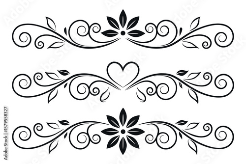 Ornate floral scrollwork with heart decorative flourish