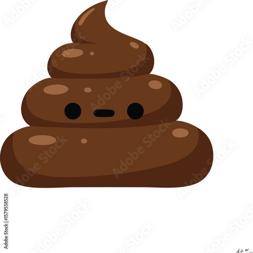 Cute brown cartoon poop emoji with simple facial expression vector illustration for fun and humor content 