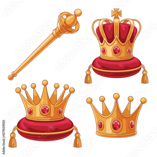 Golden Crowns and Scepter Royal Regalia