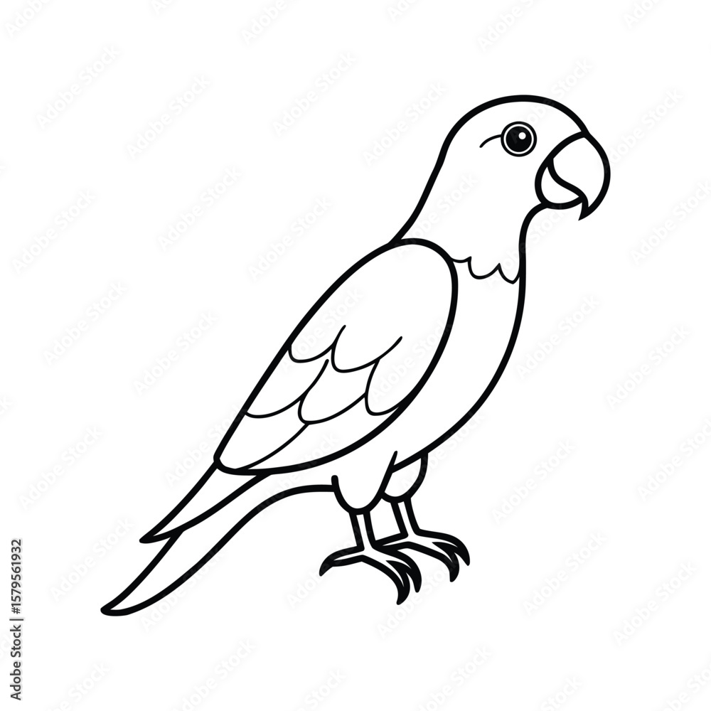 Fototapeta premium A parrot line art silhouette vector illustration on white background