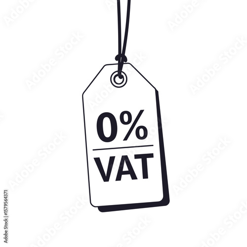 Price tag with zero VAT percentage in minimalistic style
