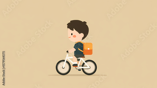 Child on Bicycle Vector Art Joyful Bike Ride Illustration Kid Cycling Graphic Cheerful Childhood Scene Fun Transportation Design Whimsical Childrens Illustration Bike Adventure Artwork
