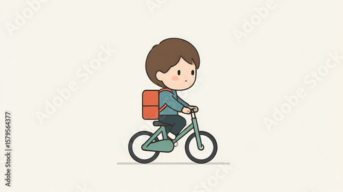 Child on Bicycle Vector Art Kid Riding Bike Illustration Joyful Childhood Graphic Healthy Lifestyle Design Active Recreation Clipart Whimsical Childrens Illustration Playful Outdoor Activity
