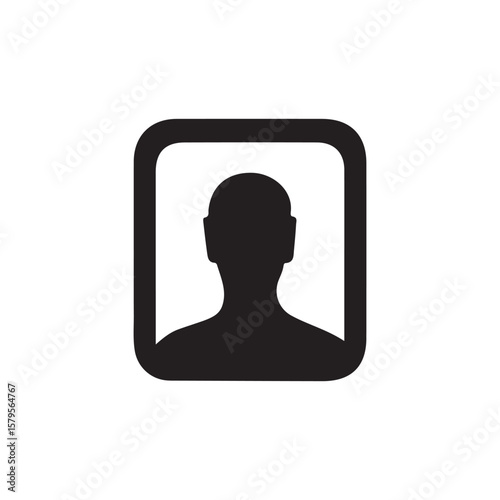 Simple Silhouette of a Person's Profile.A clean, minimalist silhouette of a person's head and shoulders, framed by a simple rectangular border.
