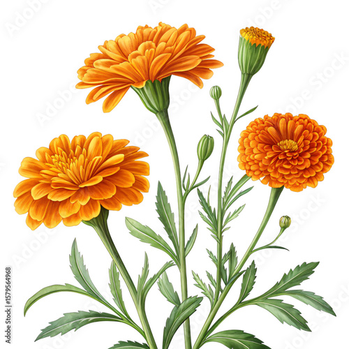 Vibrant Marigold Blossoms A CloseUp of Natures Beauty Isolated On Transparent Background
