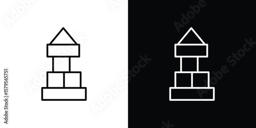 Wooden block icon outline. EPS 10 editable vector