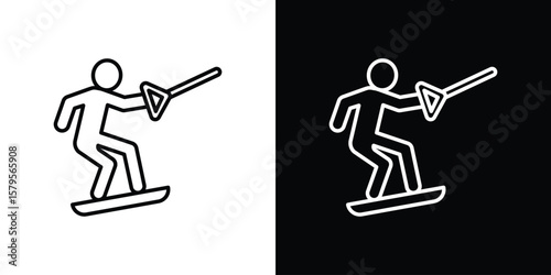 Wakeboarding icon outline. EPS 10 editable vector