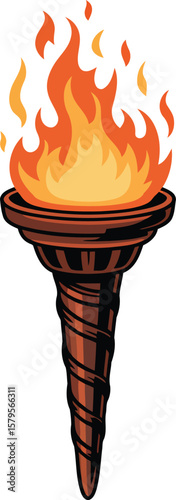 Burning Torch Vector Illustration One Element for Sports Olympic Event and Adventure Design

