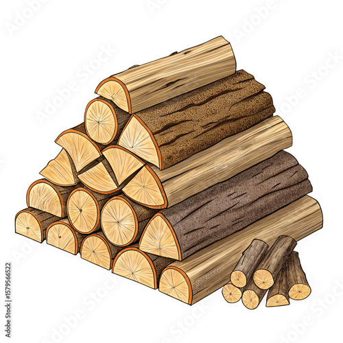Neatly Stacked Firewood A Rustic Woodpile for Winter Isolated On Transparent Background