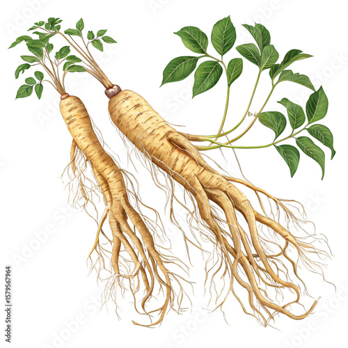 Ginseng Root Powerful Herbal Remedy  Traditional Medicine Isolated On Transparent Background