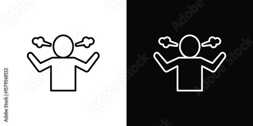 Irritated human icon outline. EPS 10 editable vector