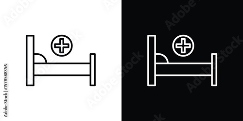 Hospital bed icon outline. EPS 10 editable vector