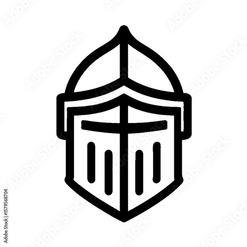 Stylized Medieval Knight's Helmet in Minimalist Black and White Design