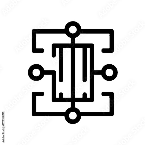 Geometric Network Topology Icon in Stylized Monochrome Design