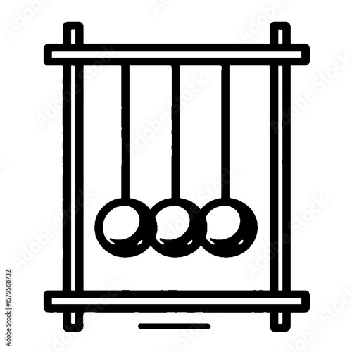 Newton's Cradle in Scientific Illustration with Momentum Demonstration