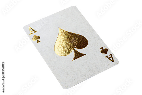 Luxury Golden Ace of Spades Playing Card on White Isolated Background

