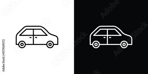 Compact car icon outline. EPS 10 editable vector