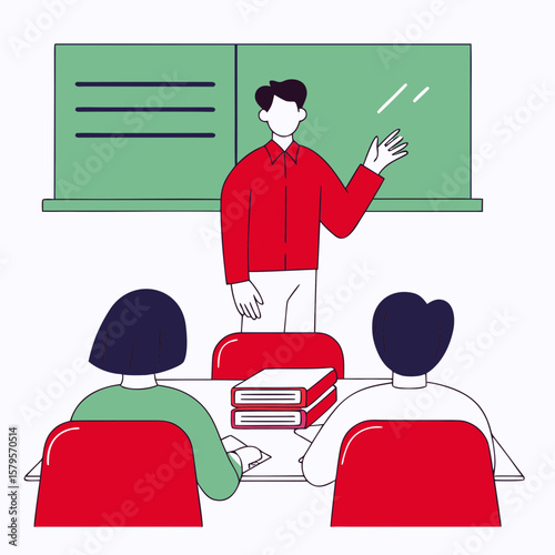 Person giving a lecture in a classroom setting with engaged students