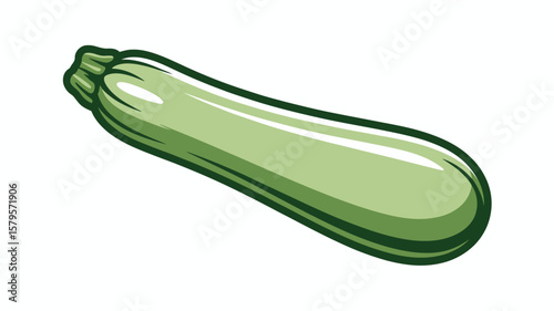 Stylized illustration of a single green zucchini squash on a white background