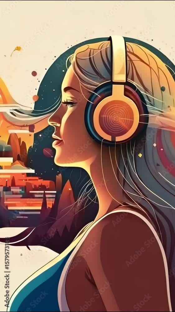 custom made wallpaper toronto digitalHealing Sounds and Sound Therapy, Sound bath, Singing bowls, Woman in headset in sound healing therapy and meditation, Healing, Relaxing Frequencies and Vibrations, Resonance, balanced chakras, energy