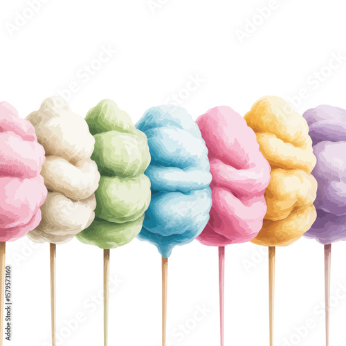 Colorful Cotton Candy on Sticks