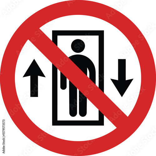 No elevator sign showing up and down arrows with person inside