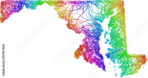 Rainbow sketch outline map of Maryland 