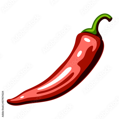 Cayenne pepper vector illustration in vibrant colors, spicy food ingredient