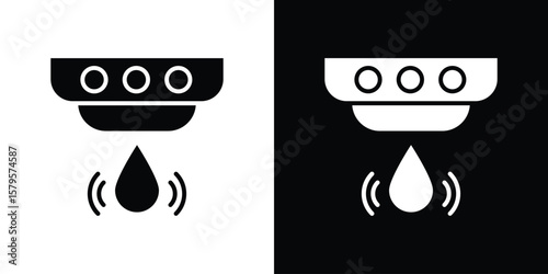 Water sensor icon symbol in black and white color. Silhouette Styles.