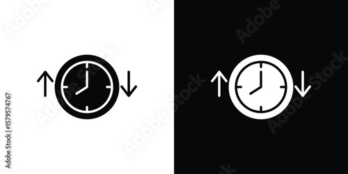 Uptime and downtime icon symbol in black and white color. Silhouette Styles.