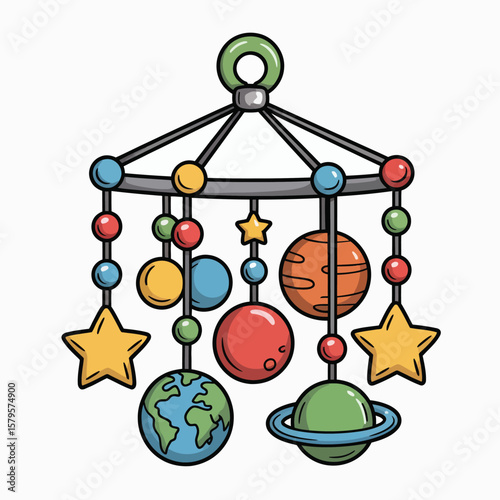 Colorful Planet and Star Mobile for Baby