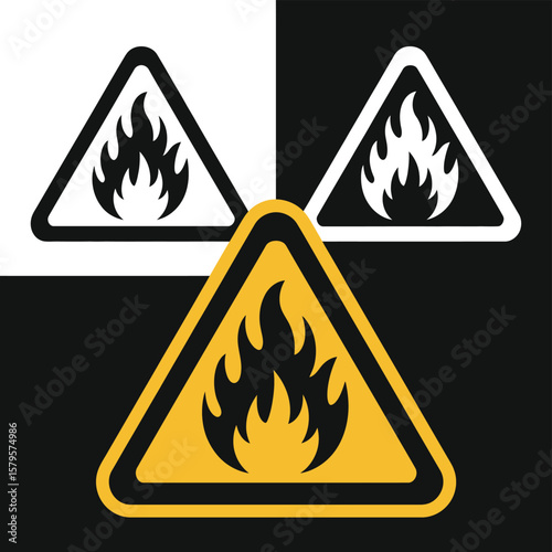 Multiple Fire Hazard Warning Signs