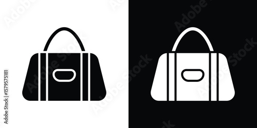 Sports bag icon symbol in black and white color. Silhouette Styles.