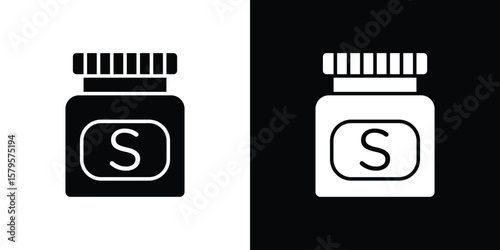 Solvent icon symbol in black and white color. Silhouette Styles.