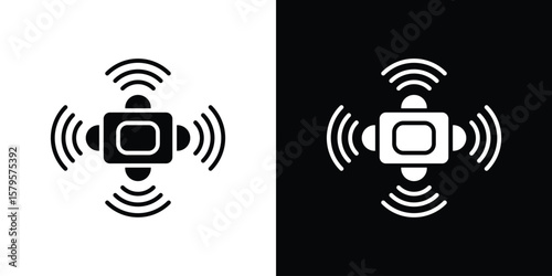 Sensor icon symbol in black and white color. Silhouette Styles.