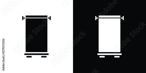 Roll up banners icon symbol in black and white color. Silhouette Styles.