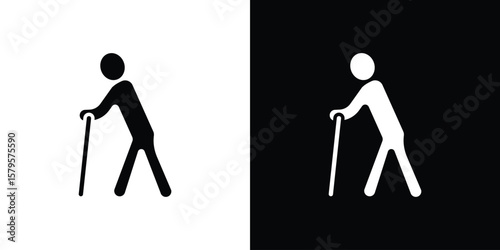 Retirement icon symbol in black and white color. Silhouette Styles.