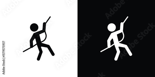 People Climbing icon symbol in black and white color. Silhouette Styles.