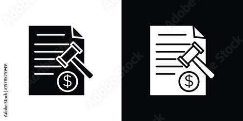 Penalty icon symbol in black and white color. Silhouette Styles.