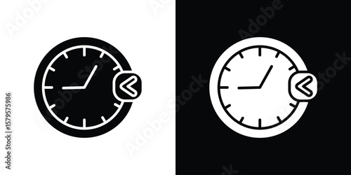 Past icon symbol in black and white color. Silhouette Styles.