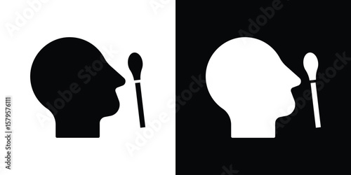 Nasal swab icon symbol in black and white color. Silhouette Styles.