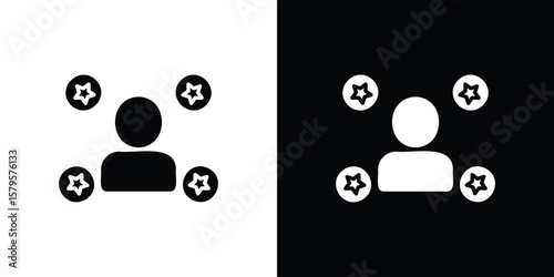 Multitask icon symbol in black and white color. Silhouette Styles.