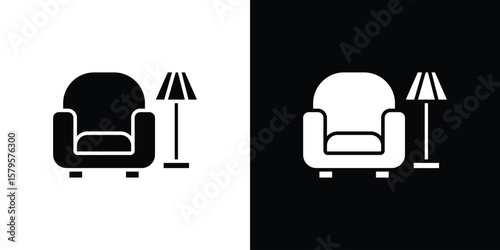 Lounge icon symbol in black and white color. Silhouette Styles.