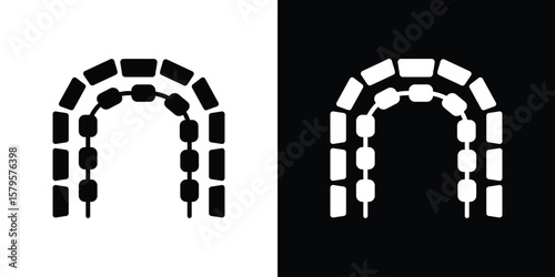 Lingual braces icon symbol in black and white color. Silhouette Styles.