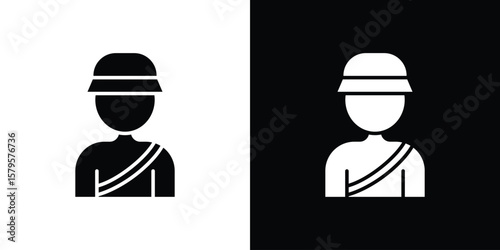 Hunter icon symbol in black and white color. Silhouette Styles.