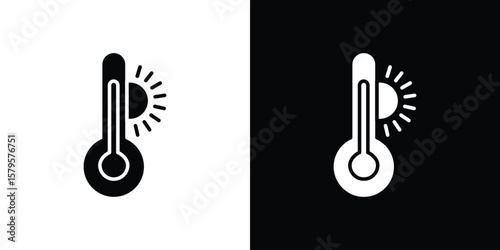 Hot icon symbol in black and white color. Silhouette Styles.