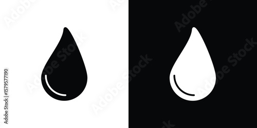 Drop icon symbol in black and white color. Silhouette Styles.